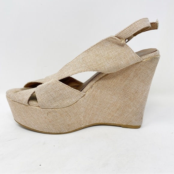 Jeffrey Campbell 10 Mariel Wedge Platform Heels Beige Neutral Open Toe - Picture 4 of 10